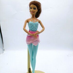 2012 Barbie Princess Ballerina Doll With Light Brown Hair & Blue Eyes Pink & Blu